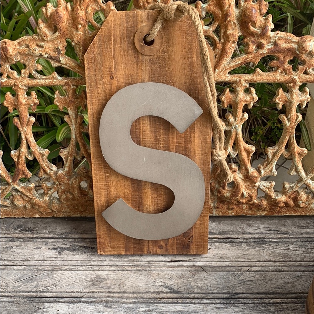 Rustic Farmhouse Brown and Gray Wall Decor with Letter S